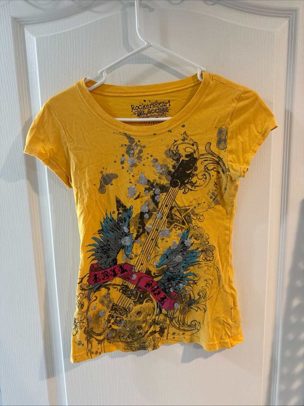 RockinGirl Yellow Graphic Short Sleeve Tee